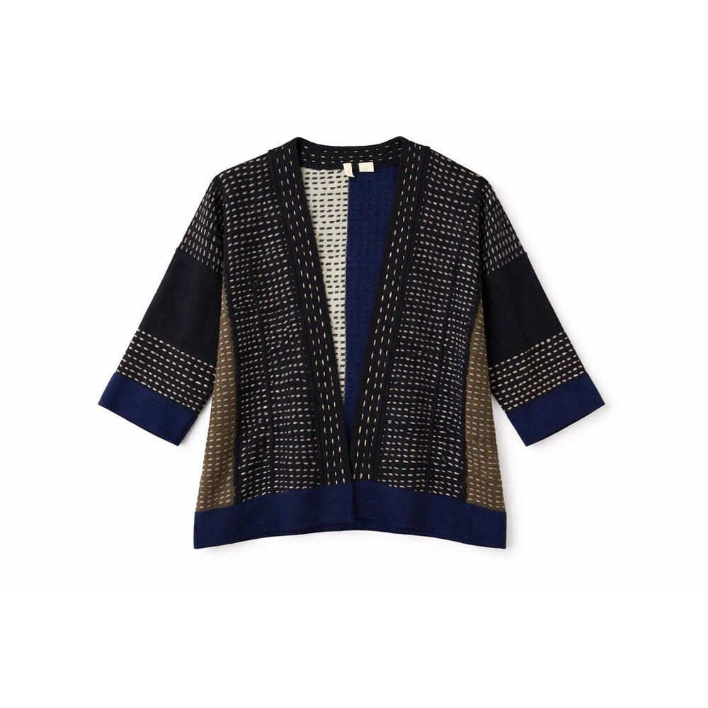 MOTH Anthropologie Textured Open Front Cardigan Sweater Small Artsy geometric
